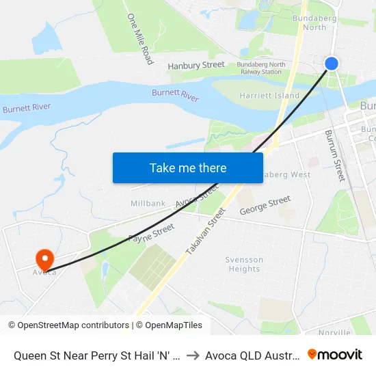 Queen St Near Perry St Hail 'N' Ride to Avoca QLD Australia map