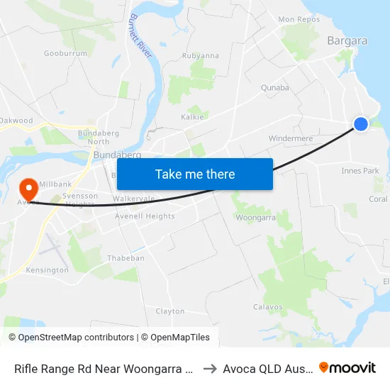 Rifle Range Rd Near Woongarra Scenic Dr to Avoca QLD Australia map