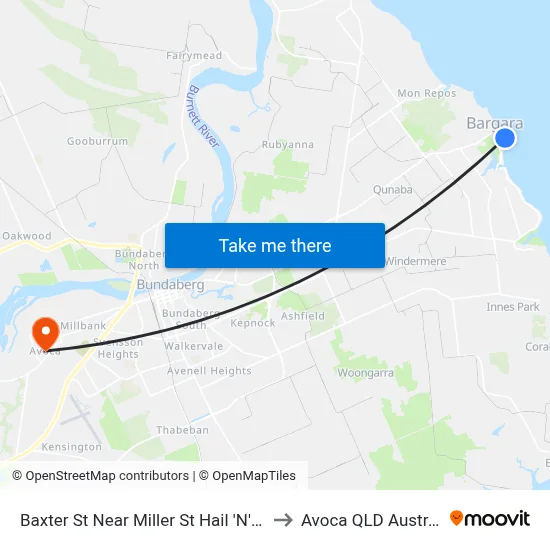 Baxter St Near Miller St Hail 'N' Ride to Avoca QLD Australia map