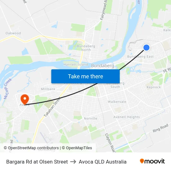 Bargara Rd at Olsen Street to Avoca QLD Australia map