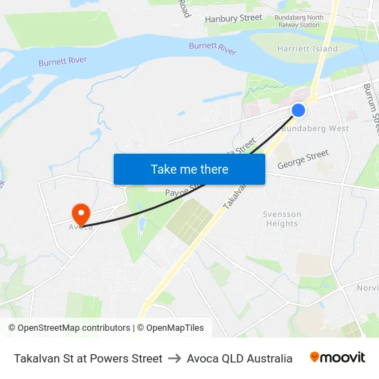 Takalvan St at Powers Street to Avoca QLD Australia map