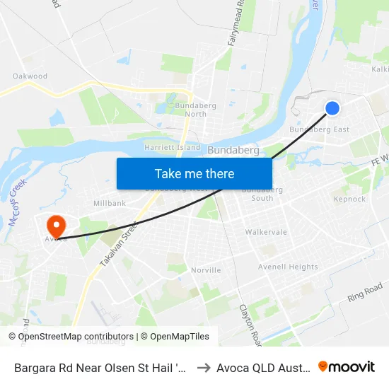 Bargara Rd Near Olsen St Hail 'N' Ride to Avoca QLD Australia map