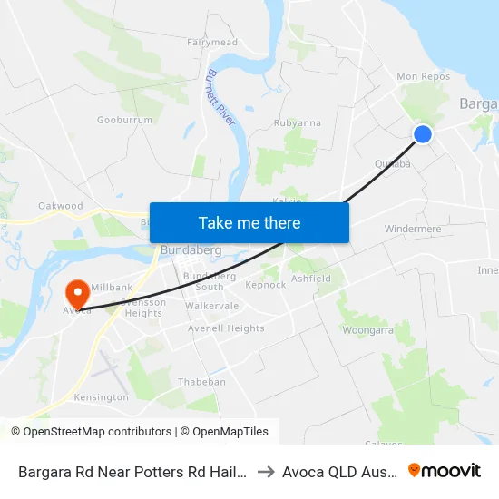 Bargara Rd Near Potters Rd Hail 'N' Ride to Avoca QLD Australia map
