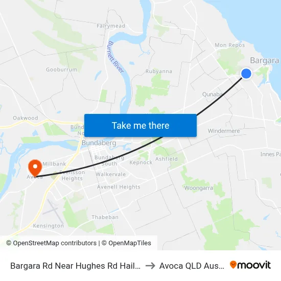 Bargara Rd Near Hughes Rd Hail 'N' Ride to Avoca QLD Australia map