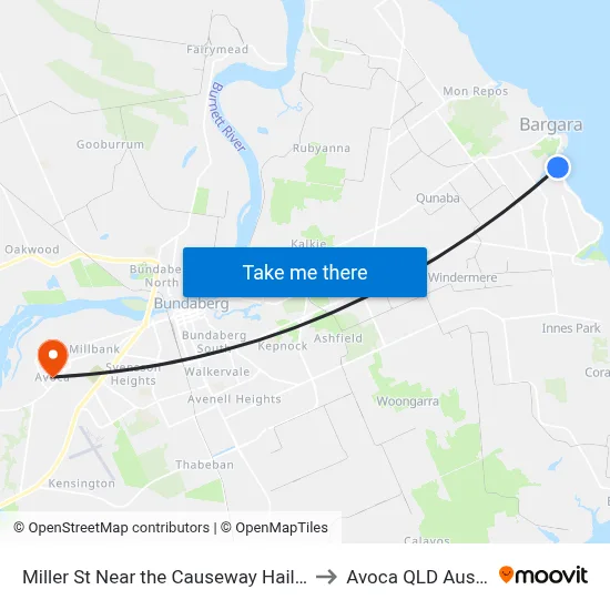 Miller St Near the Causeway Hail 'N' Ride to Avoca QLD Australia map