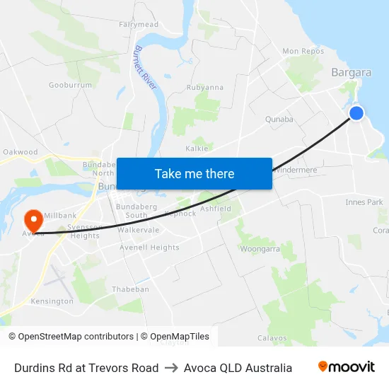Durdins Rd at Trevors Road to Avoca QLD Australia map