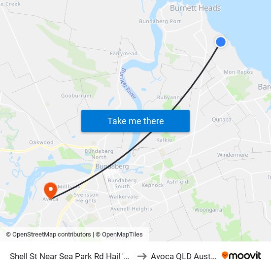 Shell St Near Sea Park Rd Hail 'N' Ride to Avoca QLD Australia map