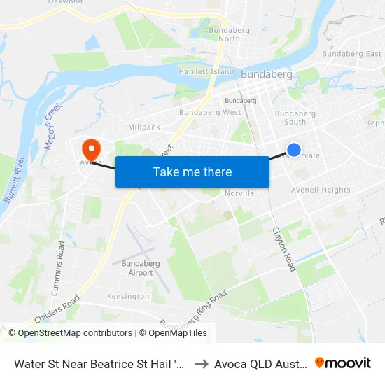 Water St Near Beatrice St Hail 'N' Ride to Avoca QLD Australia map