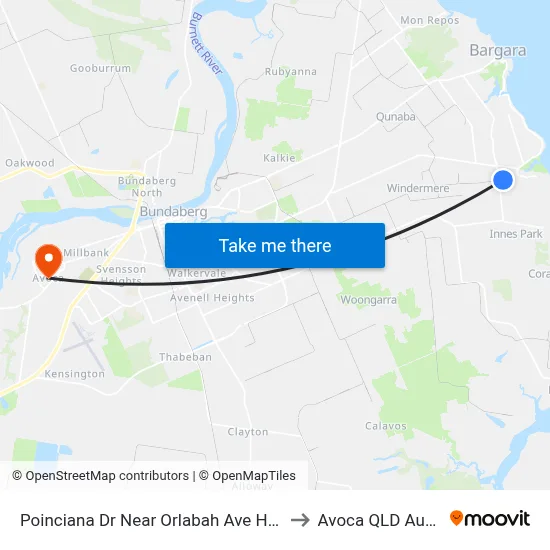 Poinciana Dr Near Orlabah Ave Hail 'N' Ride to Avoca QLD Australia map