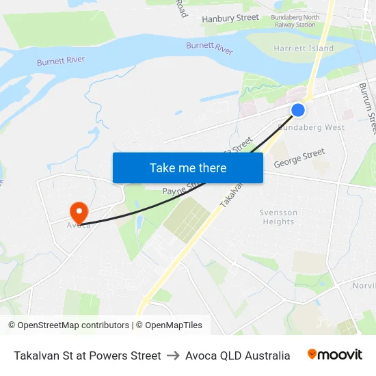 Takalvan St at Powers Street to Avoca QLD Australia map