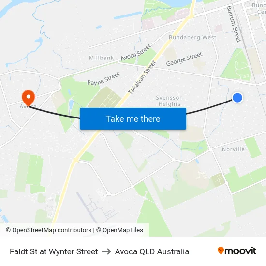 Faldt St at Wynter Street to Avoca QLD Australia map