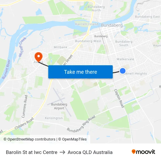 Barolin St at Iwc Centre to Avoca QLD Australia map