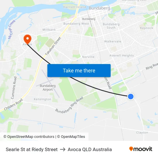 Searle St at Riedy Street to Avoca QLD Australia map