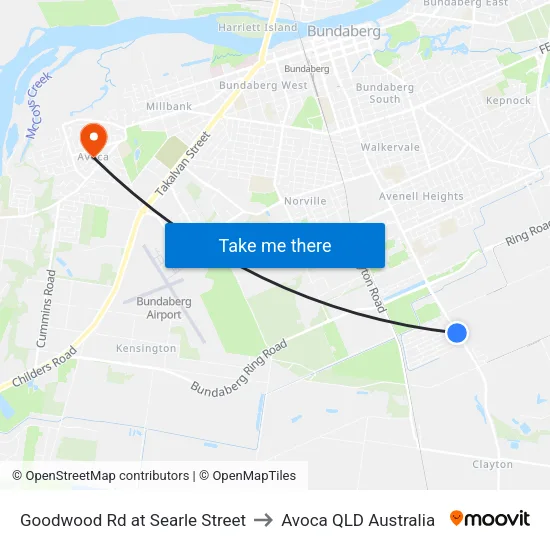 Goodwood Rd at Searle Street to Avoca QLD Australia map