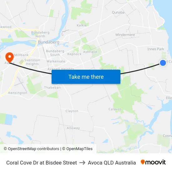 Coral Cove Dr at Bisdee Street to Avoca QLD Australia map
