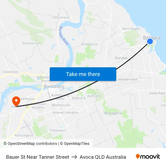 Bauer St Near Tanner Street to Avoca QLD Australia map