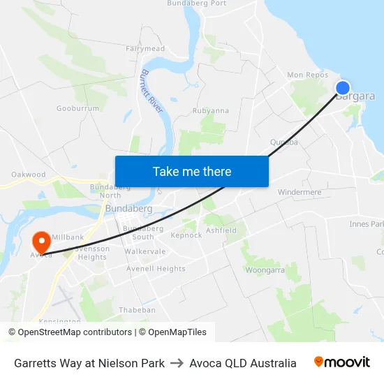 Garretts Way at Nielson Park to Avoca QLD Australia map