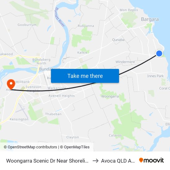 Woongarra Scenic Dr Near Shoreline Hail 'N' Ride to Avoca QLD Australia map