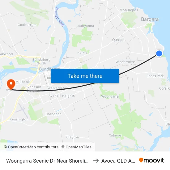 Woongarra Scenic Dr Near Shoreline Hail 'N' Ride to Avoca QLD Australia map