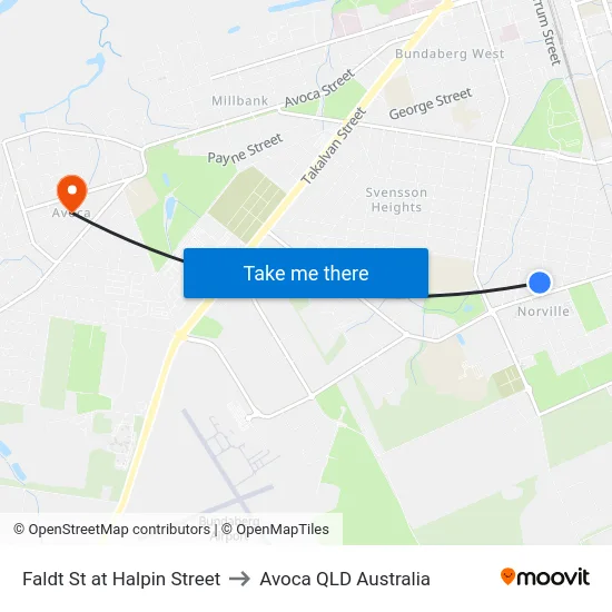 Faldt St at Halpin Street to Avoca QLD Australia map