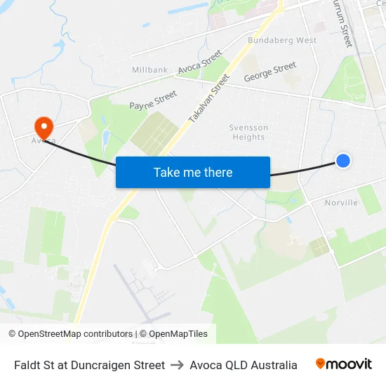 Faldt St at Duncraigen Street to Avoca QLD Australia map