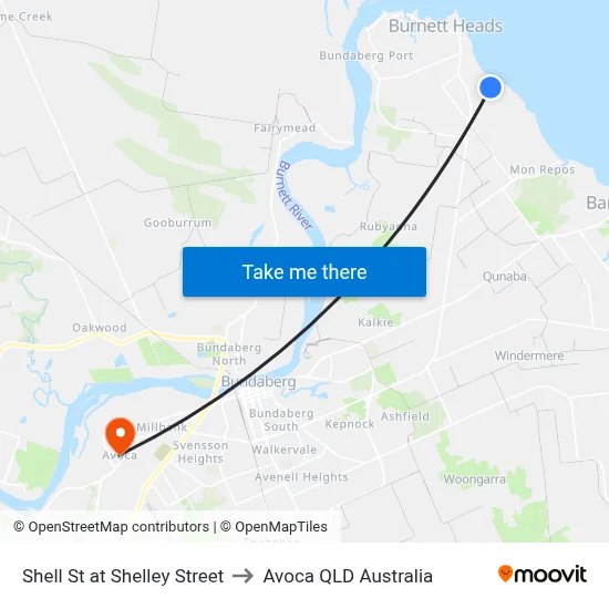 Shell St at Shelley Street to Avoca QLD Australia map