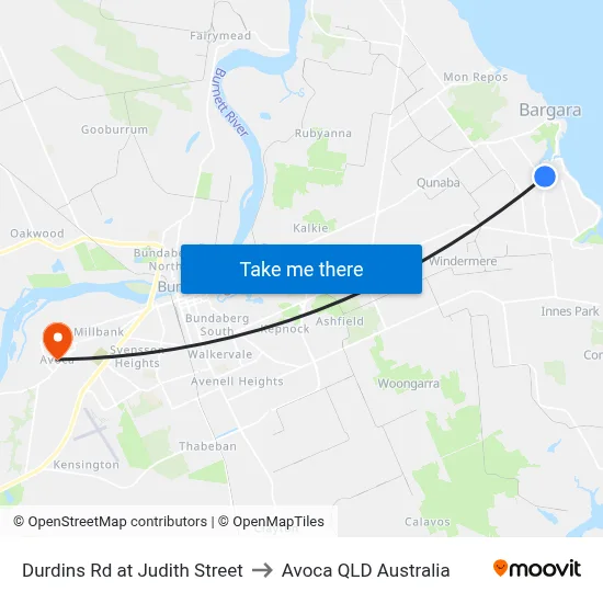 Durdins Rd at Judith Street to Avoca QLD Australia map