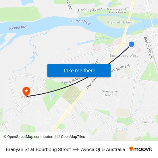 Branyan St at Bourbong Street to Avoca QLD Australia map