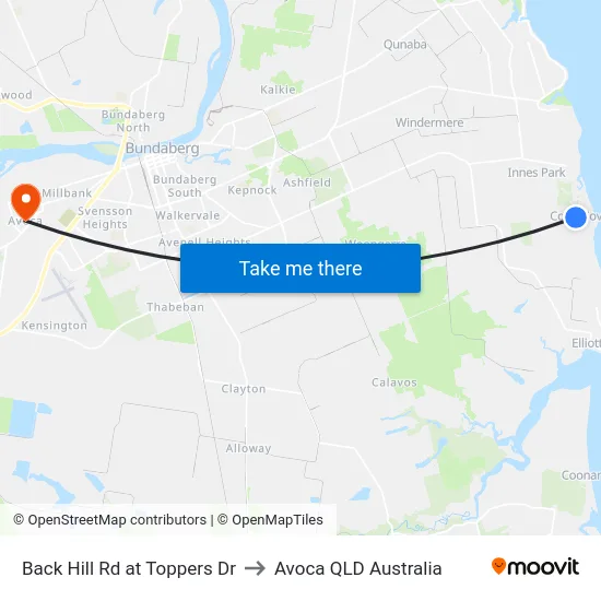 Back Hill Rd at Toppers Dr to Avoca QLD Australia map