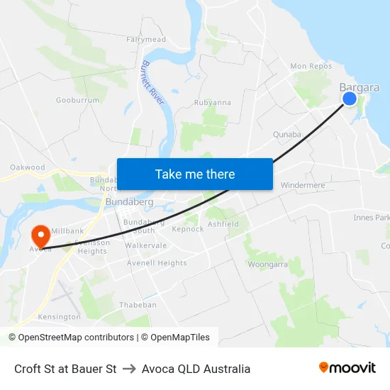 Croft St at Bauer St to Avoca QLD Australia map