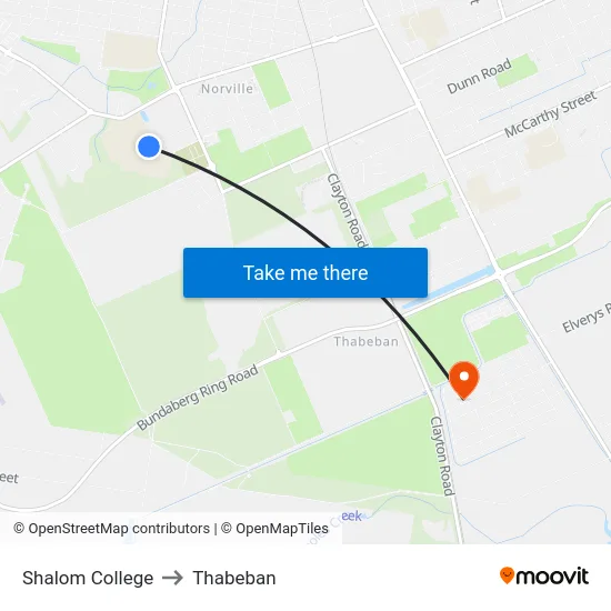 Shalom College to Thabeban map