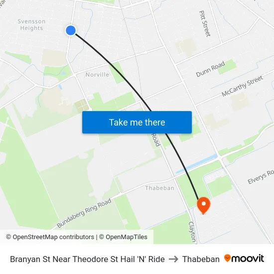 Branyan St Near Theodore St Hail 'N' Ride to Thabeban map