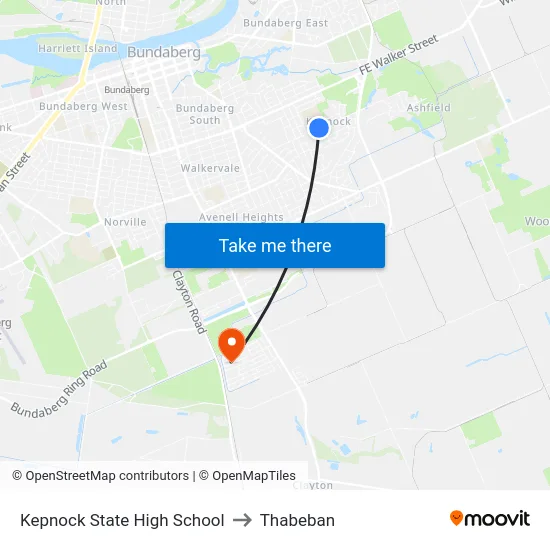 Kepnock State High School to Thabeban map