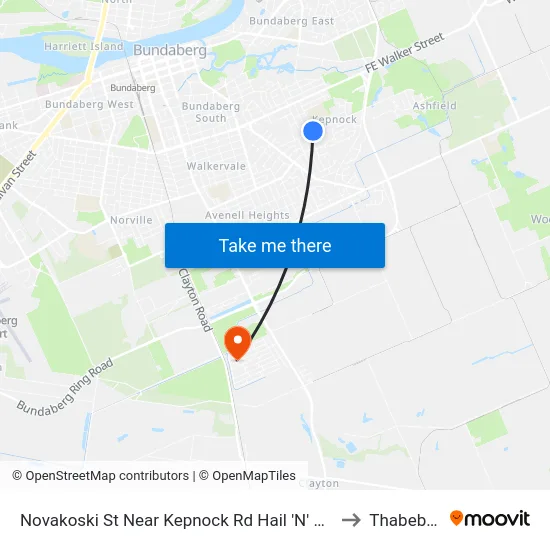 Novakoski St Near Kepnock Rd Hail 'N' Ride to Thabeban map