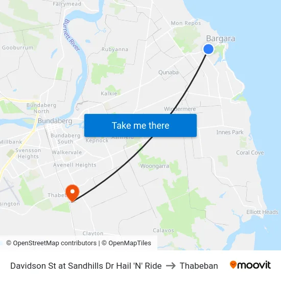 Davidson St at Sandhills Dr Hail 'N' Ride to Thabeban map