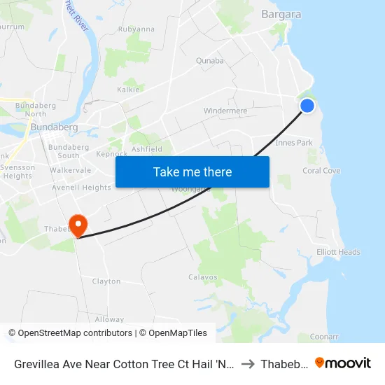 Grevillea Ave Near Cotton Tree Ct Hail 'N' Ride to Thabeban map