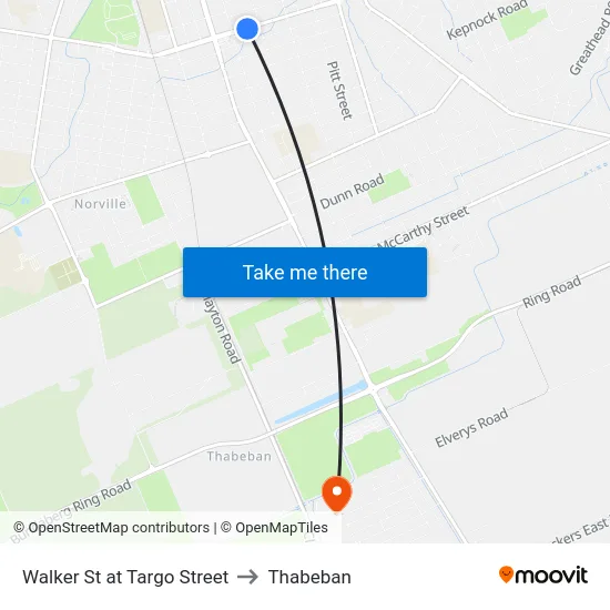 Walker St at Targo Street to Thabeban map