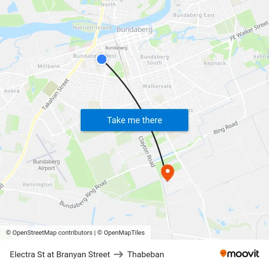 Electra St at Branyan Street to Thabeban map