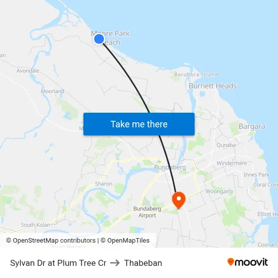 Sylvan Dr at Plum Tree Cr to Thabeban map