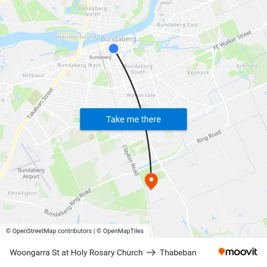 Woongarra St at Holy Rosary Church to Thabeban map