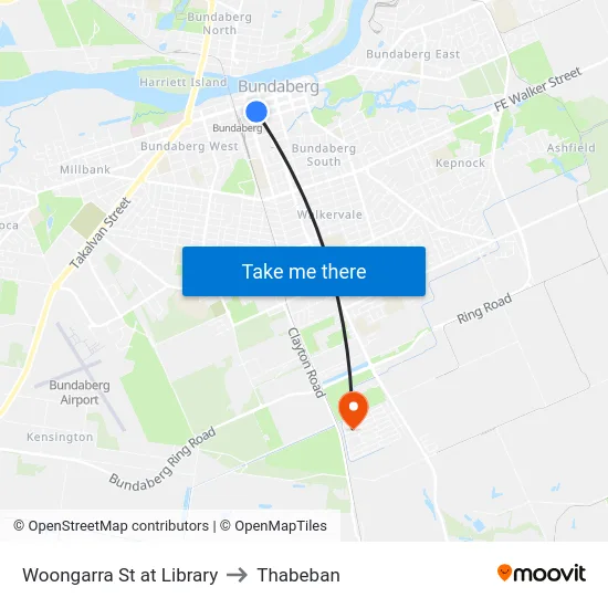 Woongarra St at Library to Thabeban map