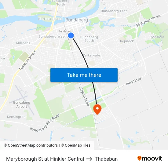 Maryborough St at Hinkler Central to Thabeban map