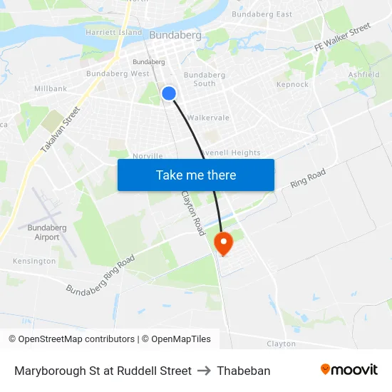Maryborough St at Ruddell Street to Thabeban map