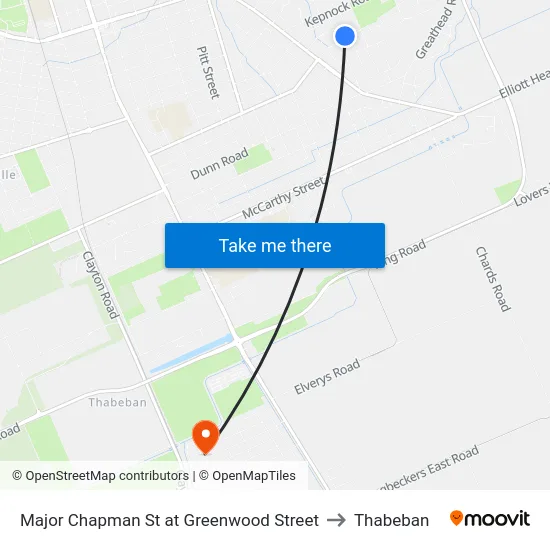 Major Chapman St at Greenwood Street to Thabeban map