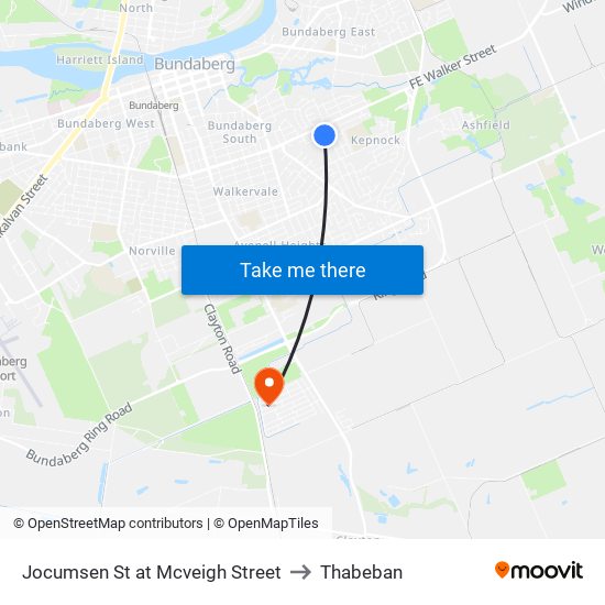 Jocumsen St at Totten Street to Thabeban map