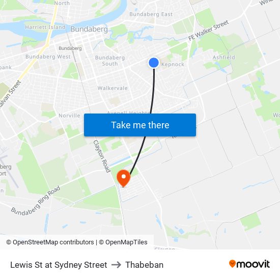 Lewis St at Sydney Street to Thabeban map