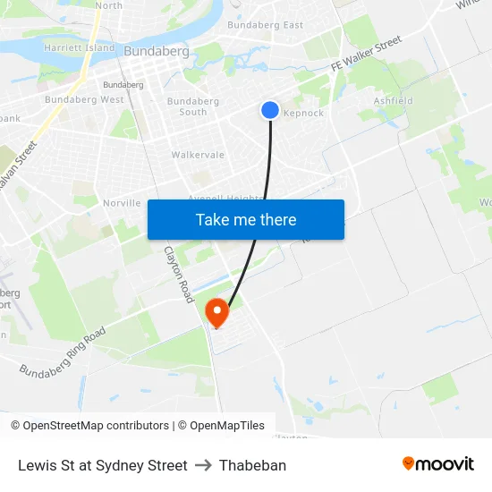 Lewis St at Sydney Street to Thabeban map