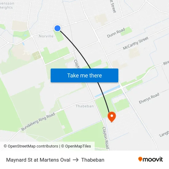 Maynard St at Martens Oval to Thabeban map
