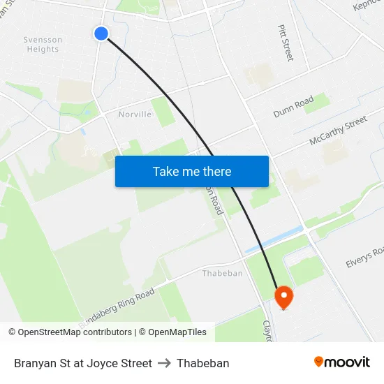 Branyan St at Joyce Street to Thabeban map