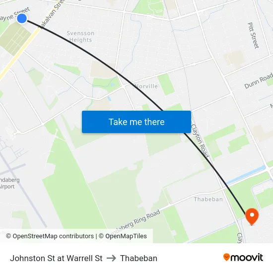 Johnston St at Warrell St to Thabeban map